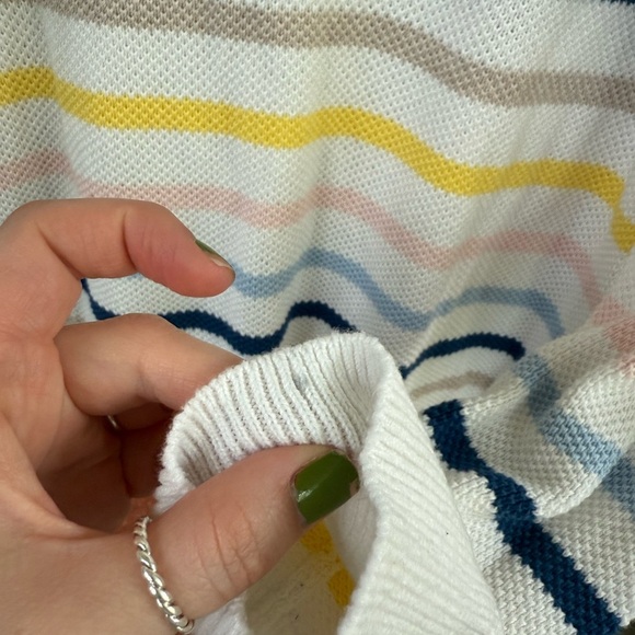 Gap Womens White Stripe Round Neck Pullover Jumper Size Large White Pink Blue - Picture 5 of 7